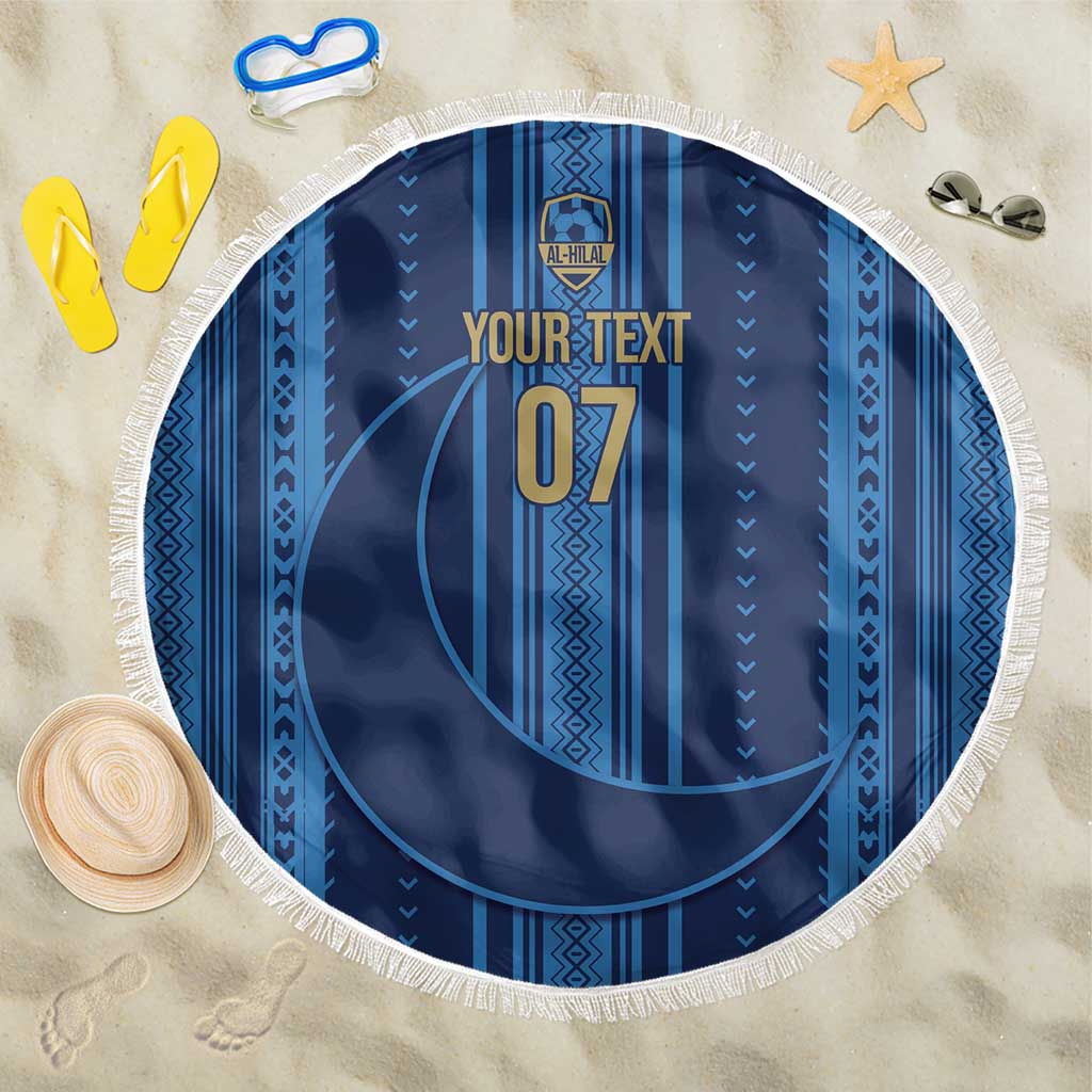 Saudi Football Al Zaeem Custom Beach Blanket Crescent Moon - Wonder Print Shop