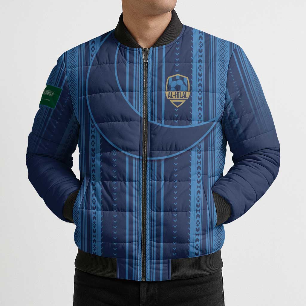 Saudi Football Al Zaeem Custom Bomber Puffer Jacket Crescent Moon - Wonder Print Shop