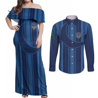 Saudi Football Al Zaeem Custom Couples Matching Off Shoulder Maxi Dress and Long Sleeve Button Shirt Crescent Moon - Wonder Print Shop