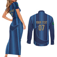 Saudi Football Al Zaeem Custom Couples Matching Short Sleeve Bodycon Dress and Long Sleeve Button Shirt Crescent Moon - Wonder Print Shop