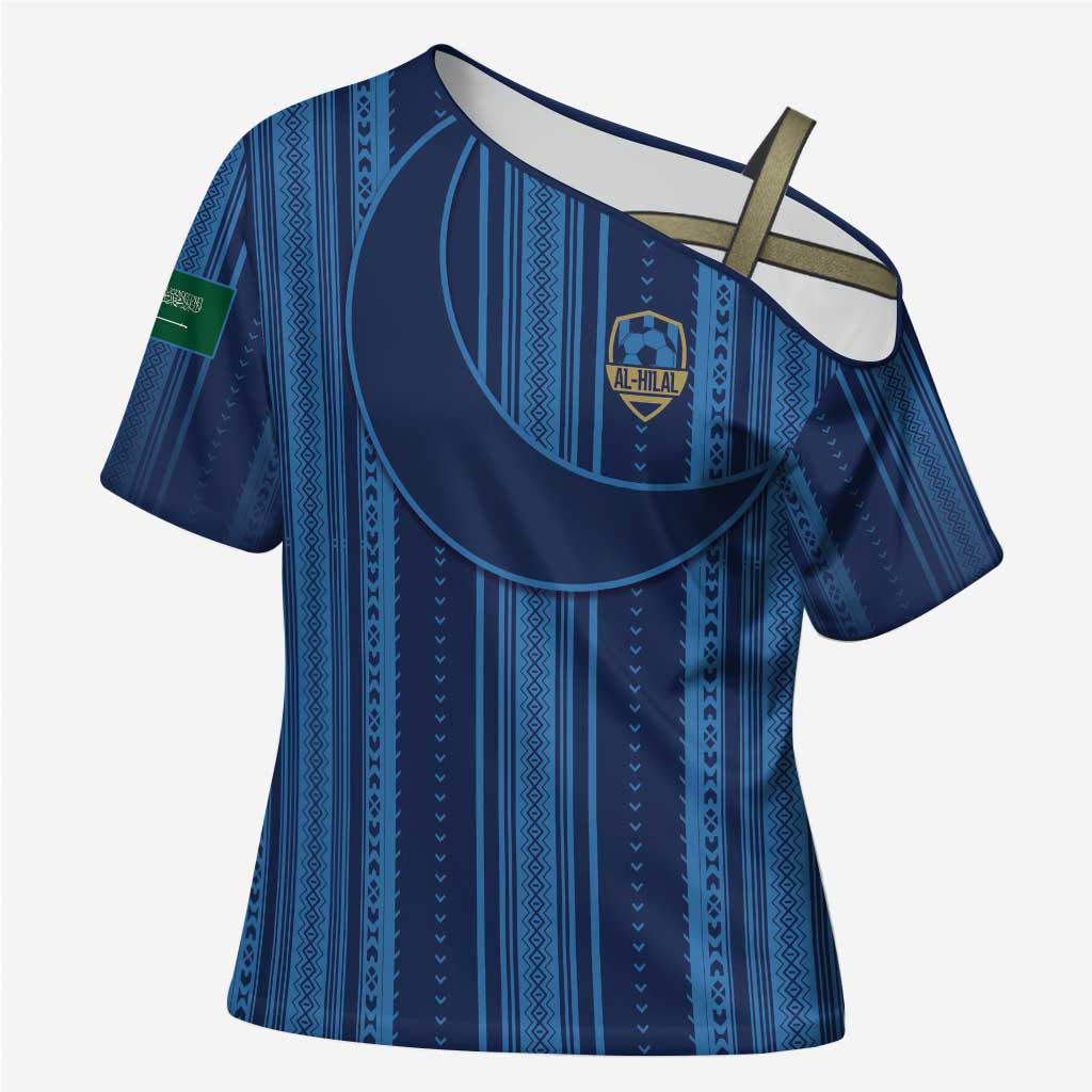 Saudi Football Al Zaeem Custom Cross Shoulder Shirt Crescent Moon - Wonder Print Shop