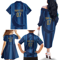 Saudi Football Al Zaeem Custom Family Matching Off The Shoulder Long Sleeve Dress and Hawaiian Shirt Crescent Moon - Wonder Print Shop