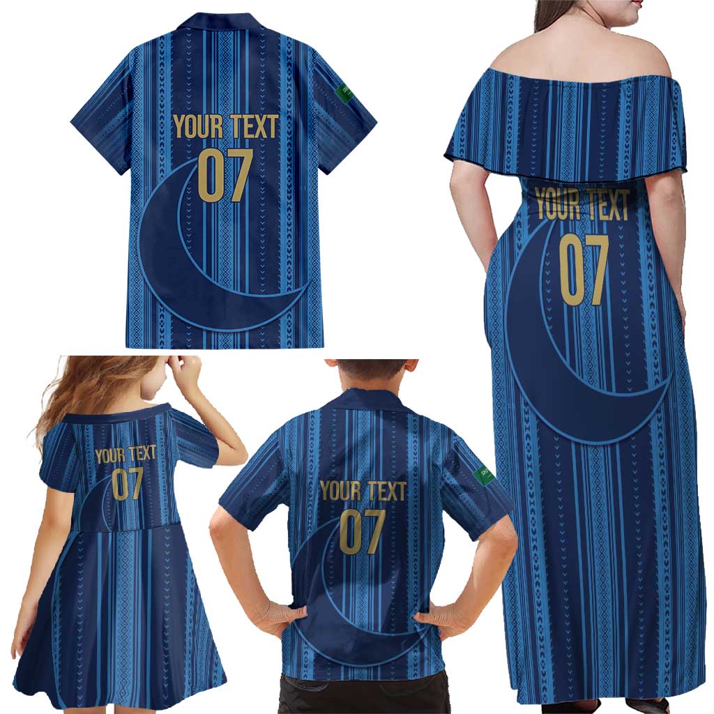 Saudi Football Al Zaeem Custom Family Matching Off Shoulder Maxi Dress and Hawaiian Shirt Crescent Moon - Wonder Print Shop