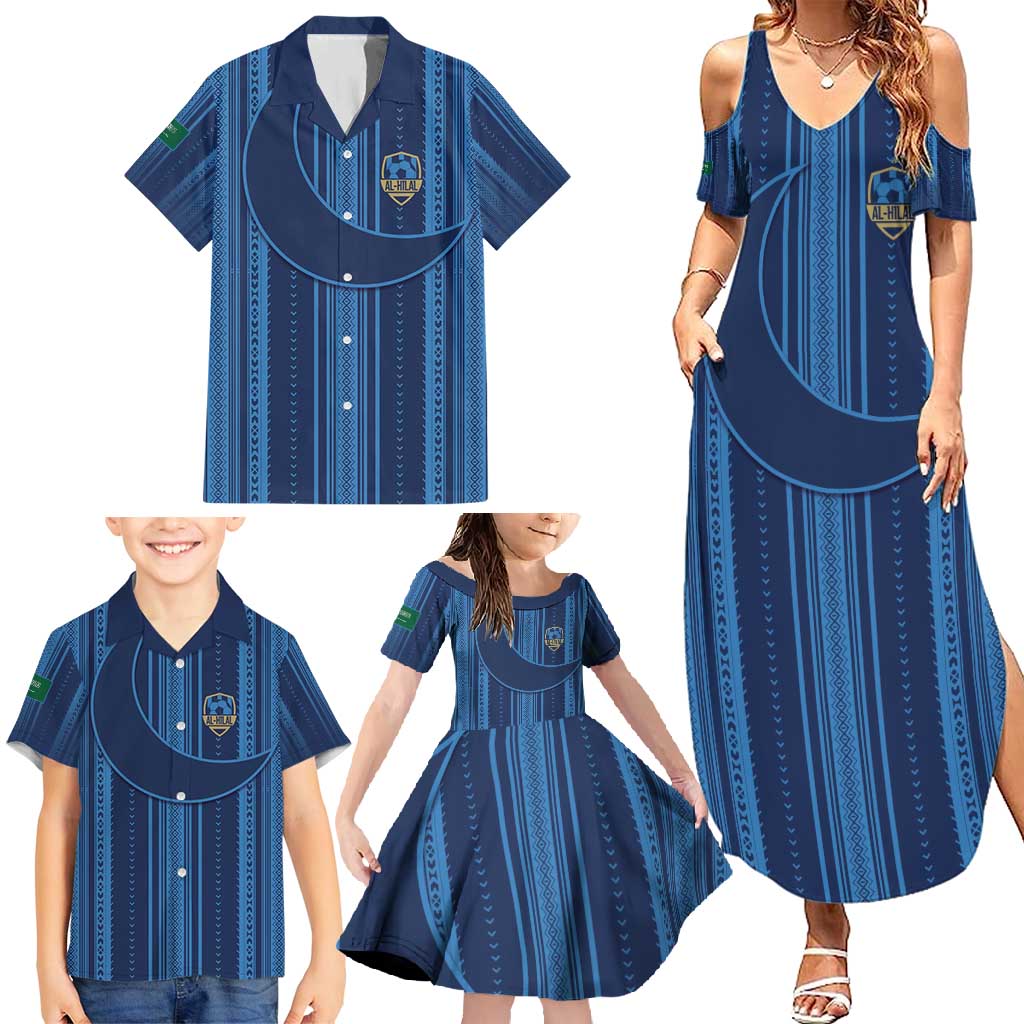 Saudi Football Al Zaeem Custom Family Matching Summer Maxi Dress and Hawaiian Shirt Crescent Moon - Wonder Print Shop
