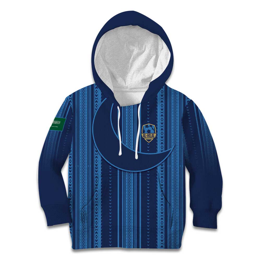 Saudi Football Al Zaeem Custom Kid Hoodie Crescent Moon - Wonder Print Shop