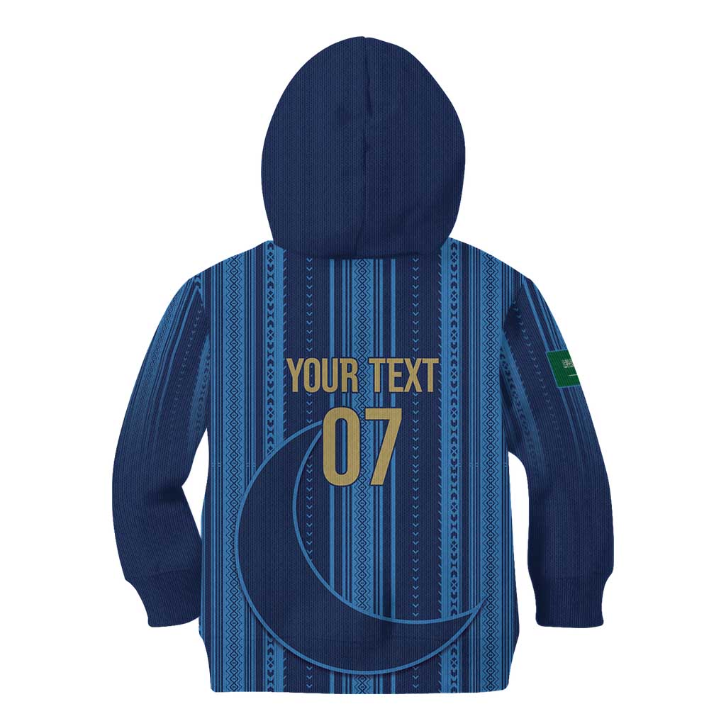 Saudi Football Al Zaeem Custom Kid Hoodie Crescent Moon - Wonder Print Shop