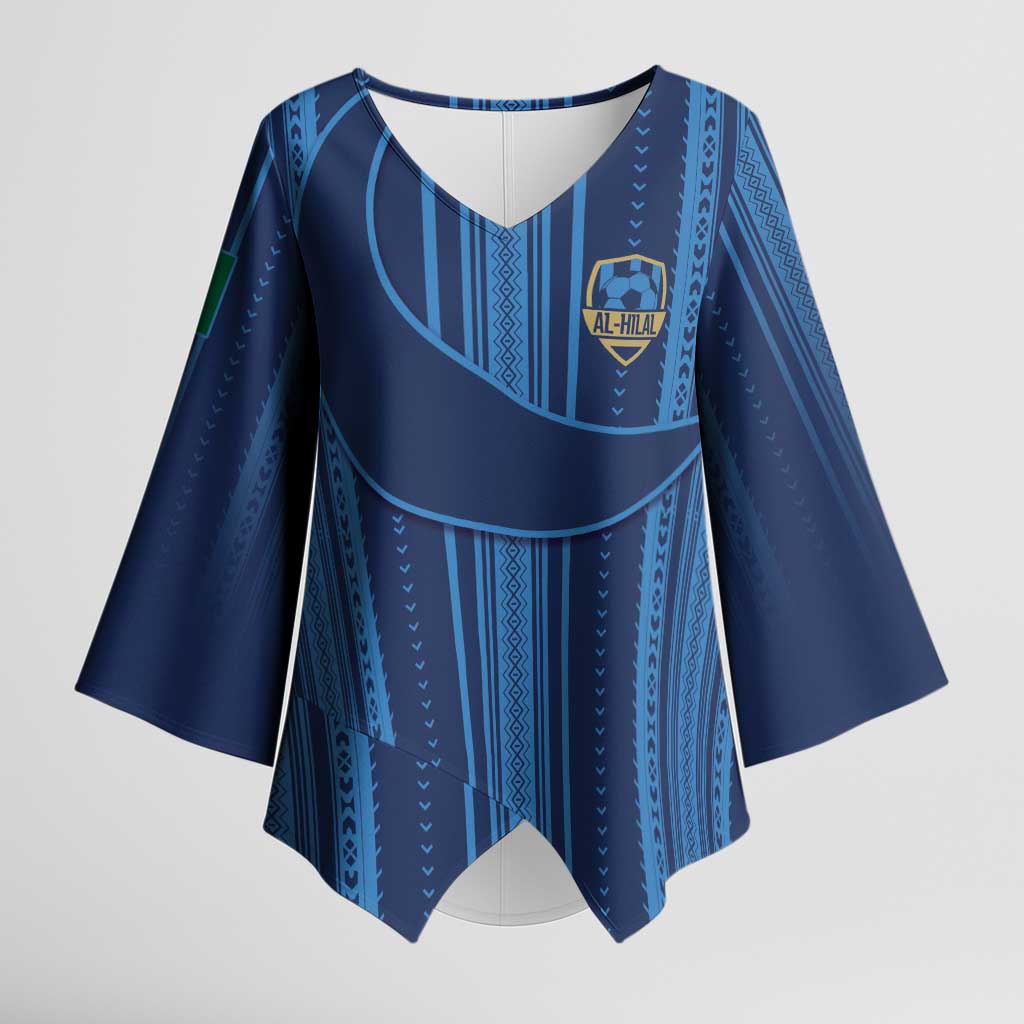 Saudi Football Al Zaeem Custom Kimono Sleeve Blouse Crescent Moon - Wonder Print Shop
