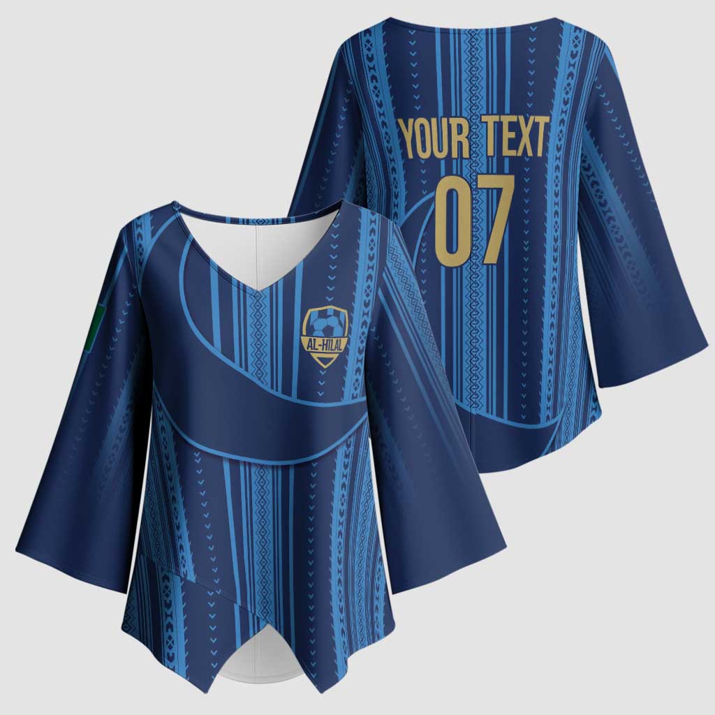 Saudi Football Al Zaeem Custom Kimono Sleeve Blouse Crescent Moon - Wonder Print Shop
