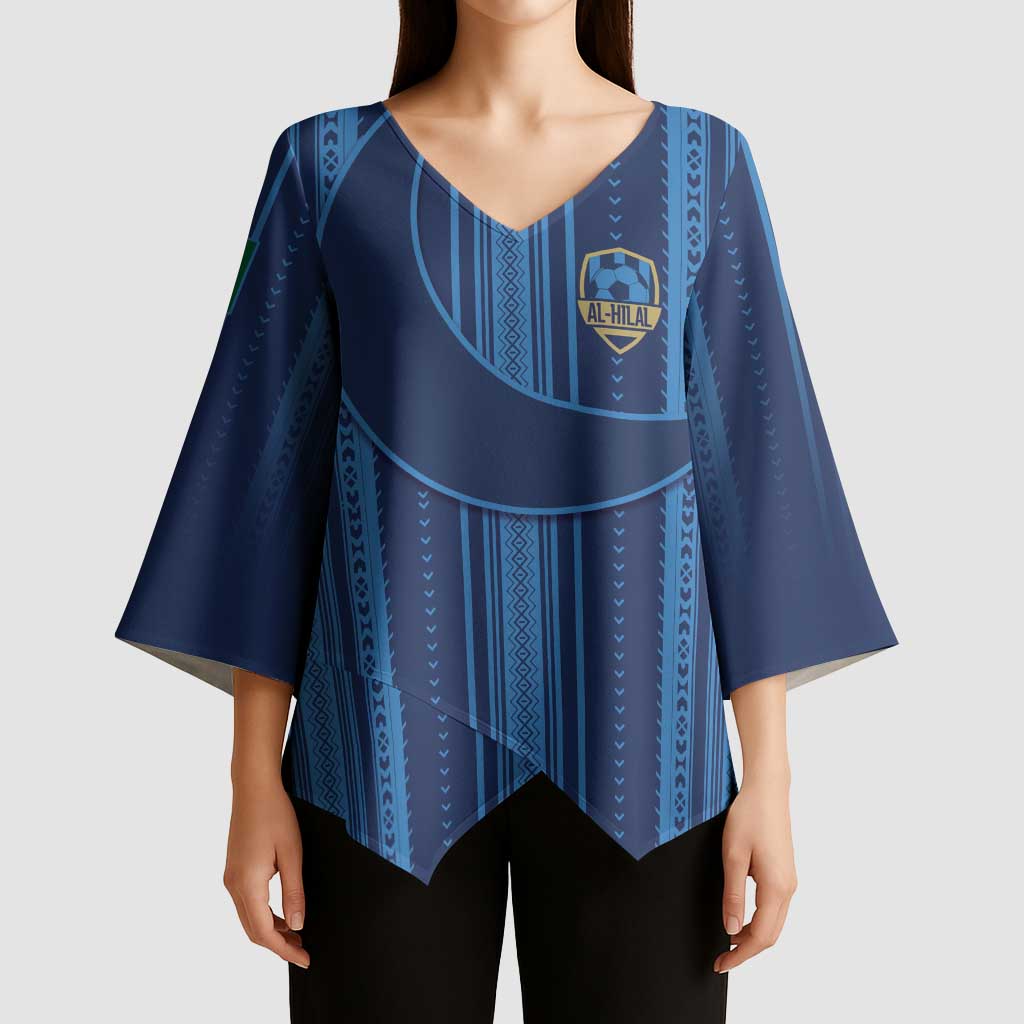 Saudi Football Al Zaeem Custom Kimono Sleeve Blouse Crescent Moon - Wonder Print Shop