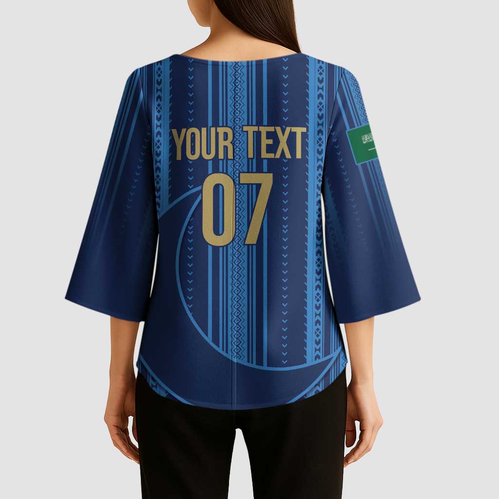 Saudi Football Al Zaeem Custom Kimono Sleeve Blouse Crescent Moon - Wonder Print Shop
