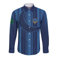 Saudi Football Al Zaeem Custom Long Sleeve Button Shirt Crescent Moon - Wonder Print Shop