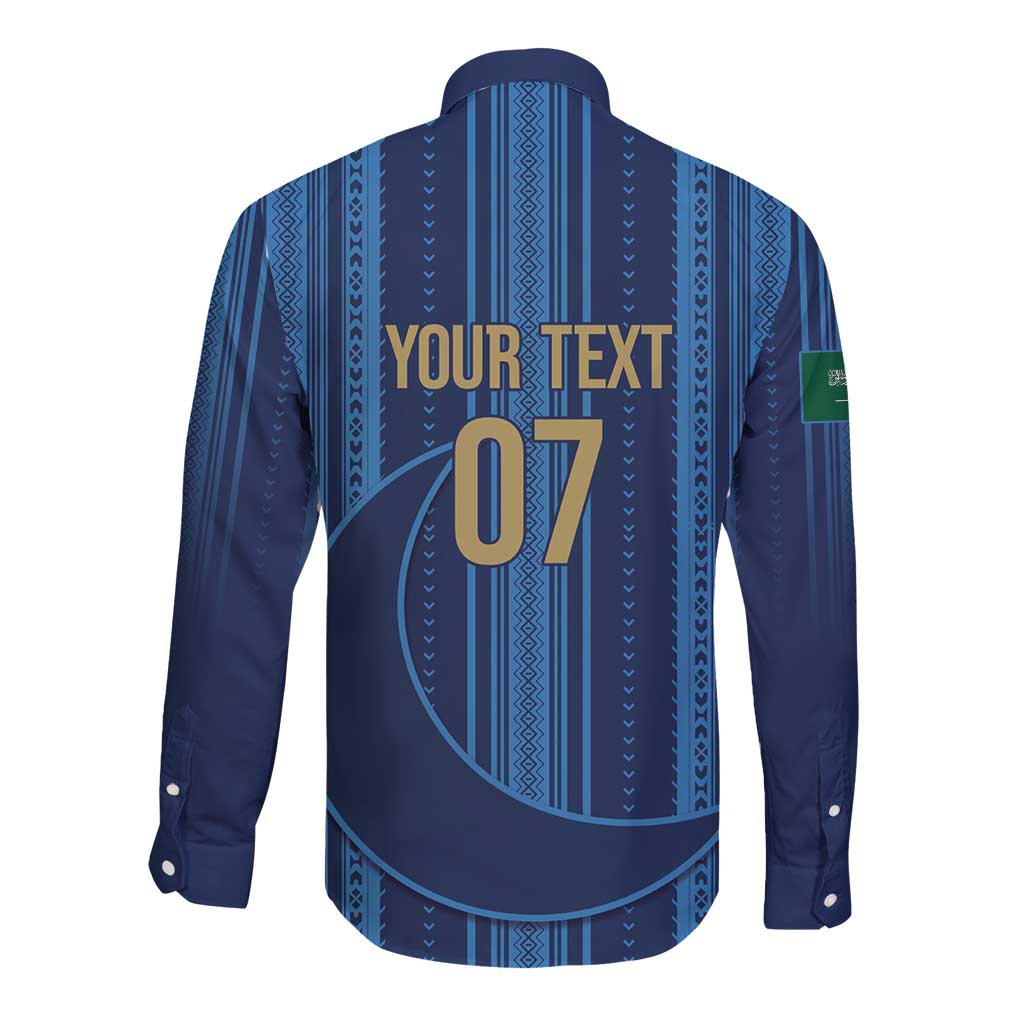 Saudi Football Al Zaeem Custom Long Sleeve Button Shirt Crescent Moon - Wonder Print Shop