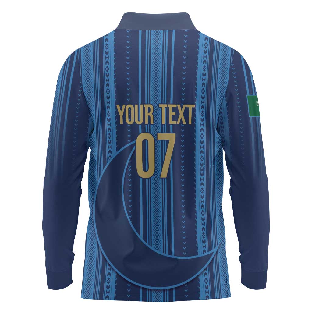 Saudi Football Al Zaeem Custom Long Sleeve Polo Shirt Crescent Moon - Wonder Print Shop