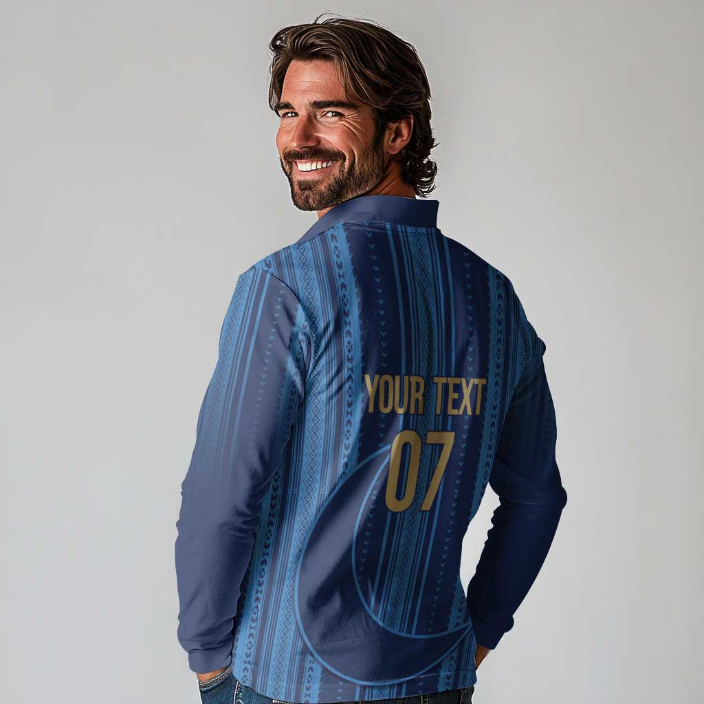Saudi Football Al Zaeem Custom Long Sleeve Polo Shirt Crescent Moon - Wonder Print Shop