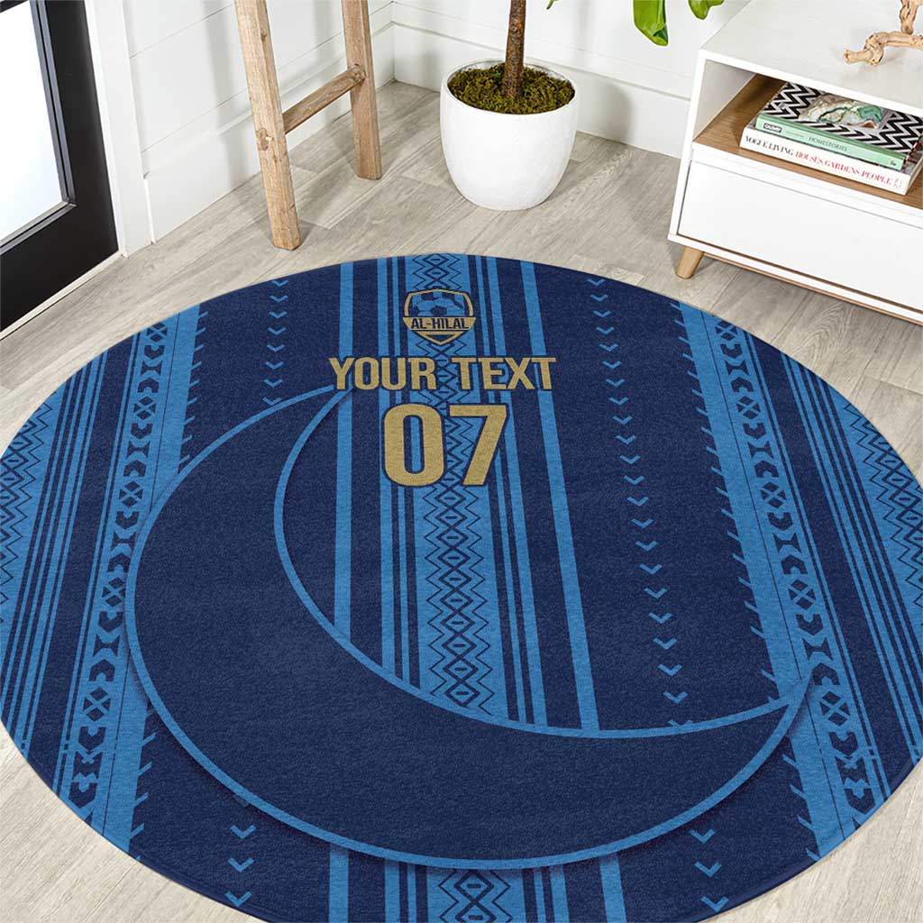 Saudi Football Al Zaeem Custom Round Carpet Crescent Moon - Wonder Print Shop