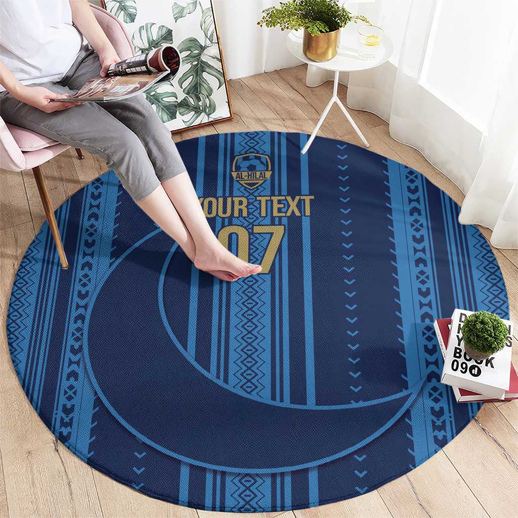 Saudi Football Al Zaeem Custom Round Carpet Crescent Moon - Wonder Print Shop