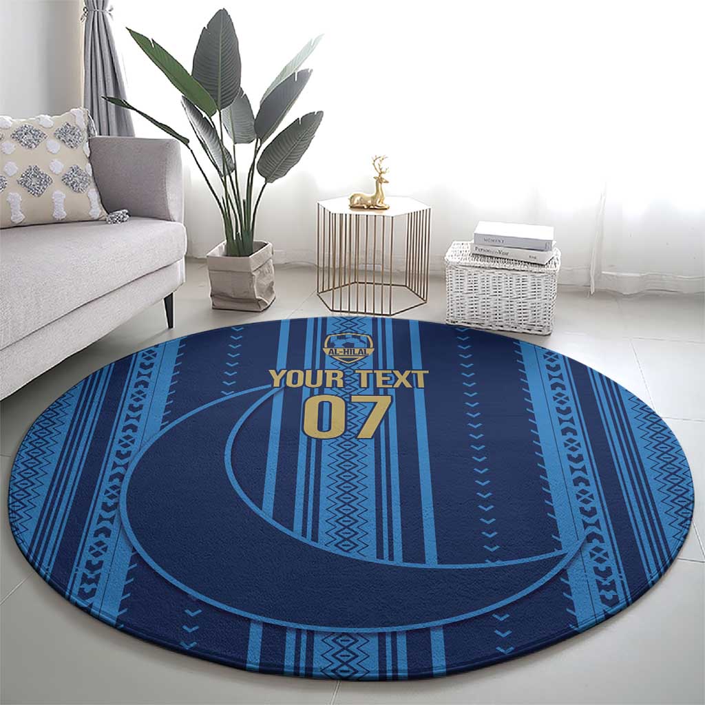 Saudi Football Al Zaeem Custom Round Carpet Crescent Moon - Wonder Print Shop