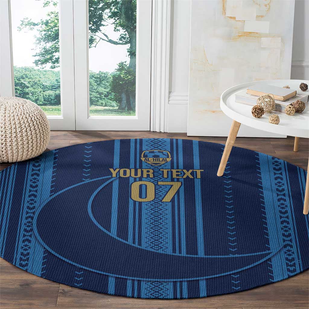 Saudi Football Al Zaeem Custom Round Carpet Crescent Moon - Wonder Print Shop