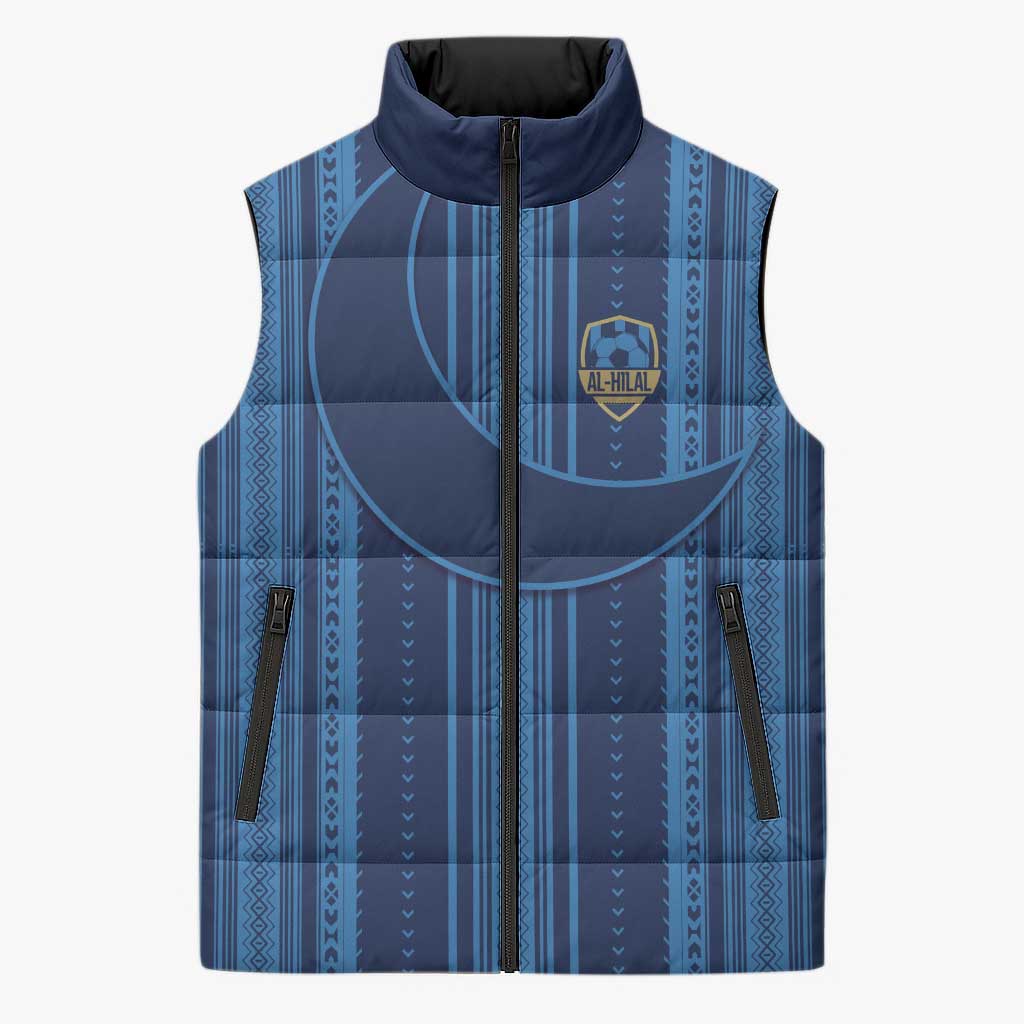 Saudi Football Al Zaeem Custom Sleeveless Puffer Jacket Crescent Moon - Wonder Print Shop