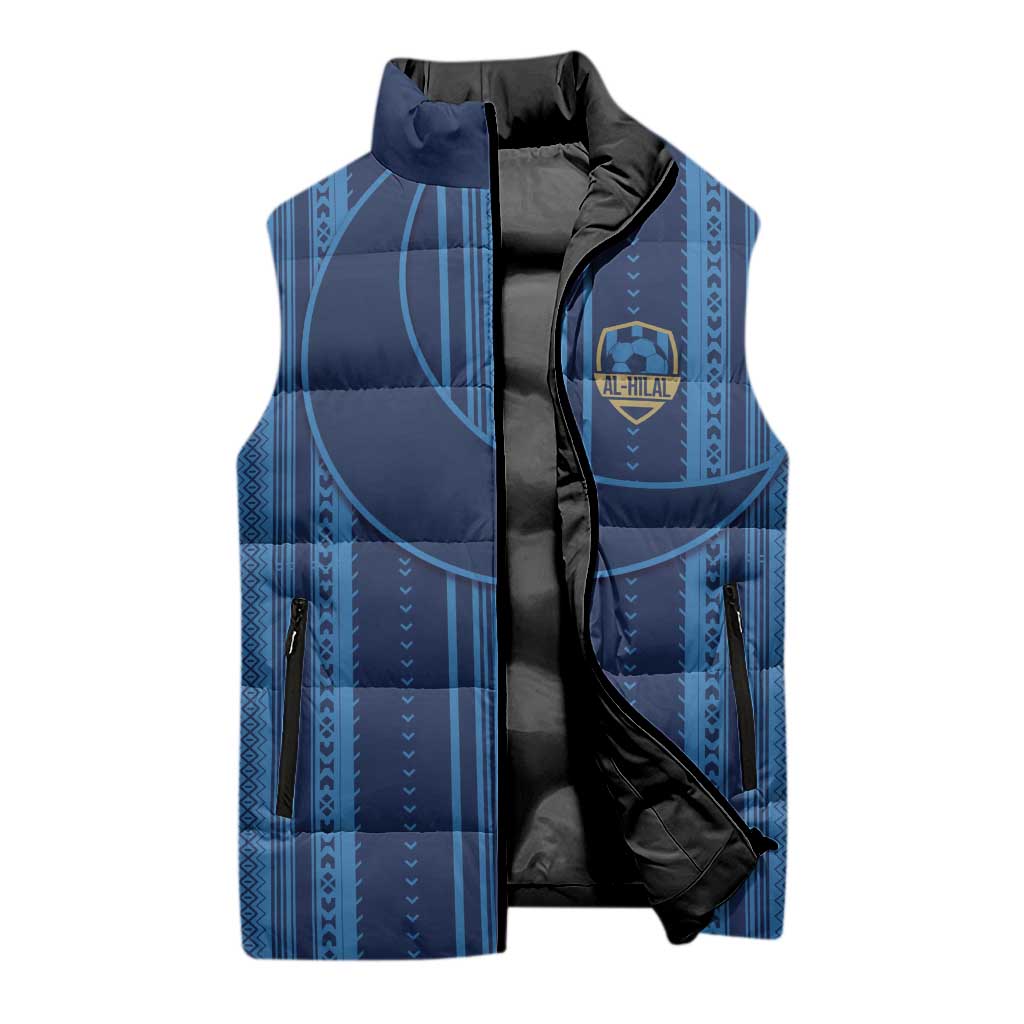 Saudi Football Al Zaeem Custom Sleeveless Puffer Jacket Crescent Moon - Wonder Print Shop