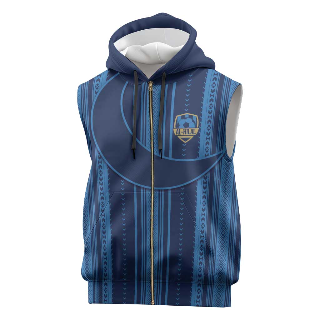 Saudi Football Al Zaeem Custom Sleeveless Zip Hoodie Crescent Moon - Wonder Print Shop
