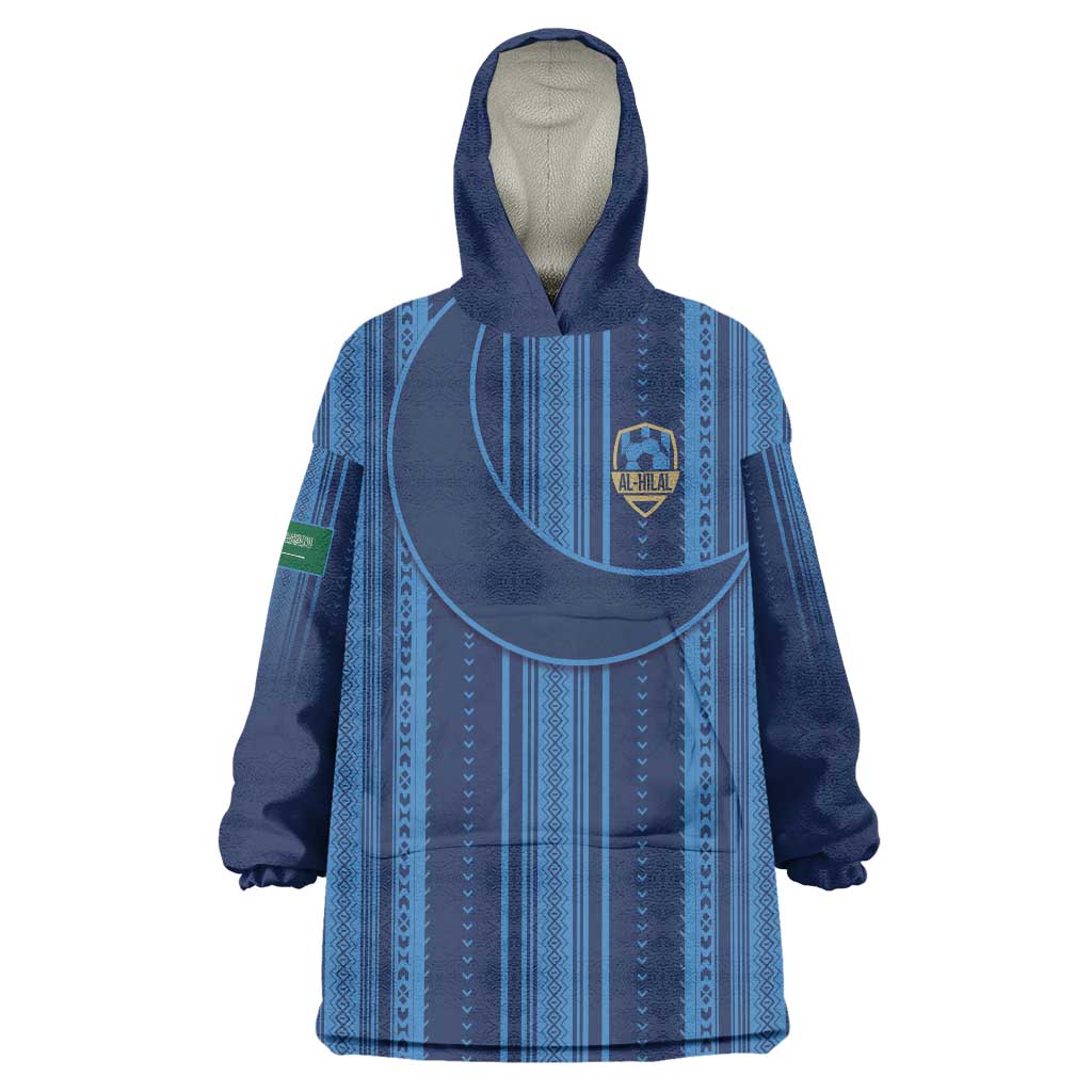 Saudi Football Al Zaeem Custom Wearable Blanket Hoodie Crescent Moon - Wonder Print Shop
