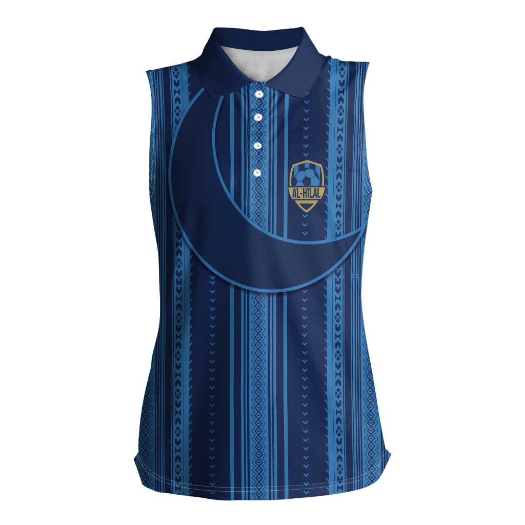 Saudi Football Al Zaeem Custom Women Sleeveless Polo Shirt Crescent Moon - Wonder Print Shop
