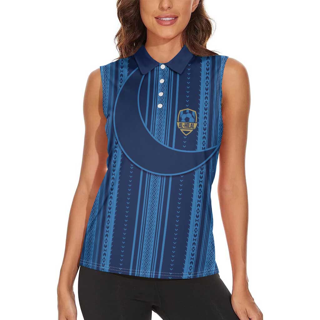 Saudi Football Al Zaeem Custom Women Sleeveless Polo Shirt Crescent Moon - Wonder Print Shop