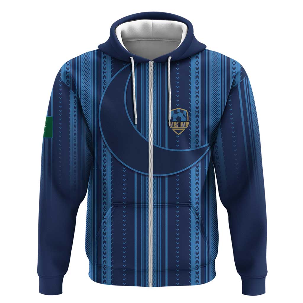 Saudi Football Al Zaeem Custom Zip Hoodie Crescent Moon - Wonder Print Shop