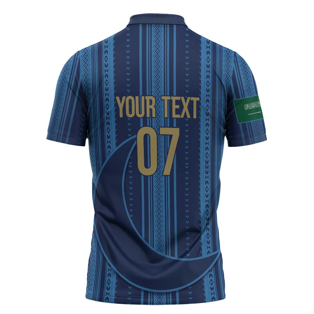 Saudi Football Al Zaeem Custom Zipper Polo Shirt Crescent Moon - Wonder Print Shop