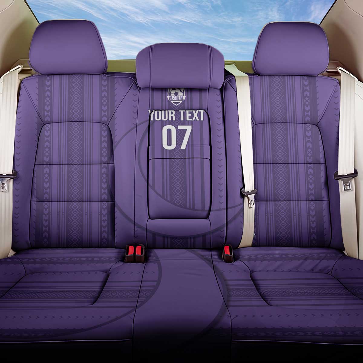 Saudi Football Al Zaeem Custom Back Car Seat Cover Crescent Moon - Purple - Wonder Print Shop