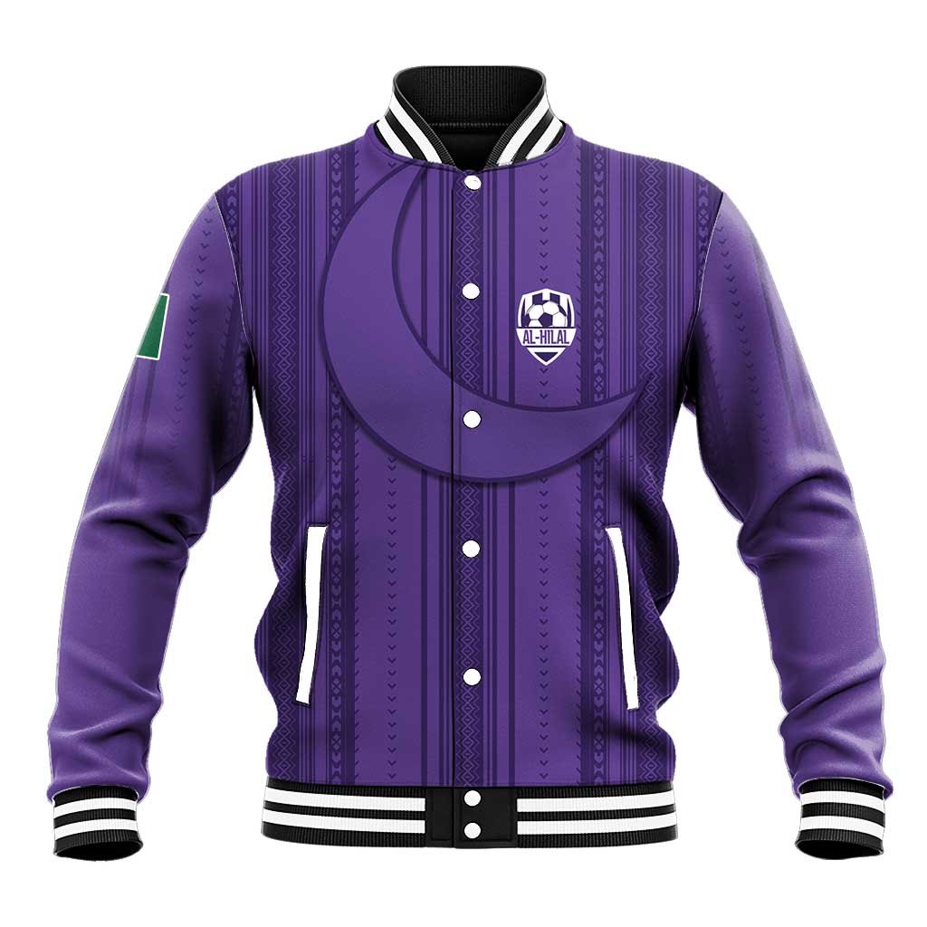 Saudi Football Al Zaeem Custom Baseball Jacket Crescent Moon - Purple - Wonder Print Shop