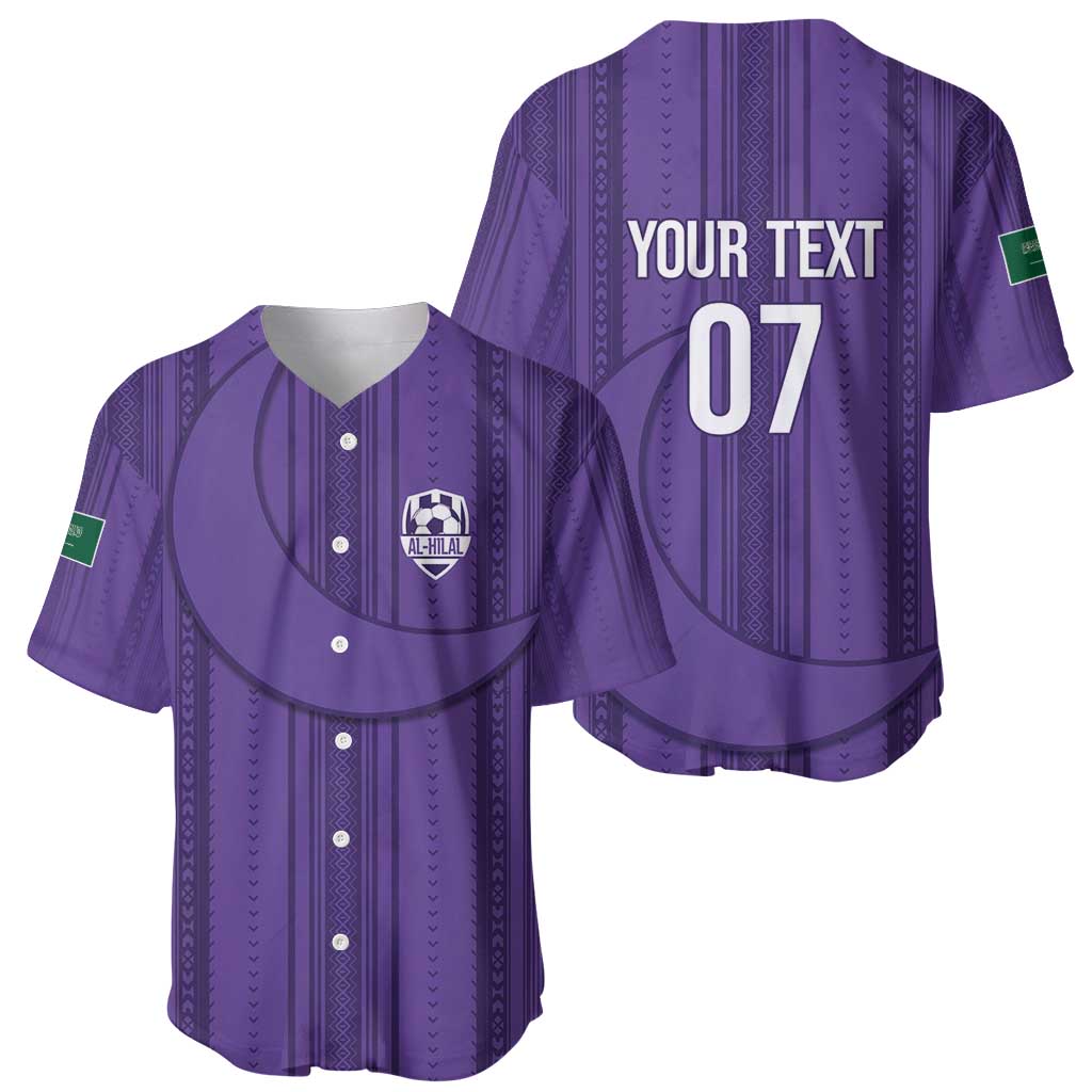 Saudi Football Al Zaeem Custom Baseball Jersey Crescent Moon - Purple - Wonder Print Shop