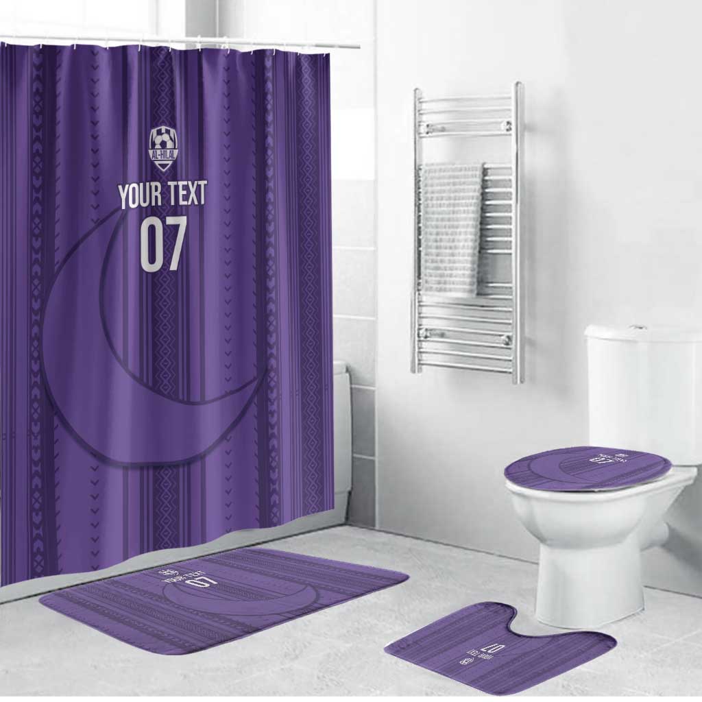 Saudi Football Al Zaeem Custom Bathroom Set Crescent Moon - Purple - Wonder Print Shop