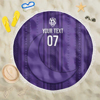 Saudi Football Al Zaeem Custom Beach Blanket Crescent Moon - Purple - Wonder Print Shop