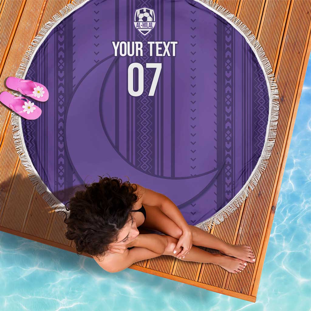 Saudi Football Al Zaeem Custom Beach Blanket Crescent Moon - Purple - Wonder Print Shop