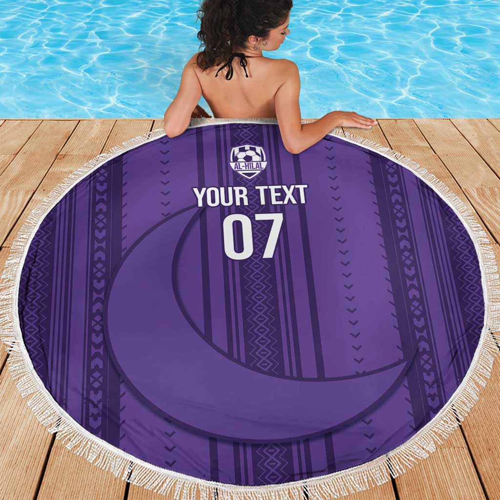 Saudi Football Al Zaeem Custom Beach Blanket Crescent Moon - Purple - Wonder Print Shop