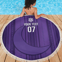 Saudi Football Al Zaeem Custom Beach Blanket Crescent Moon - Purple - Wonder Print Shop