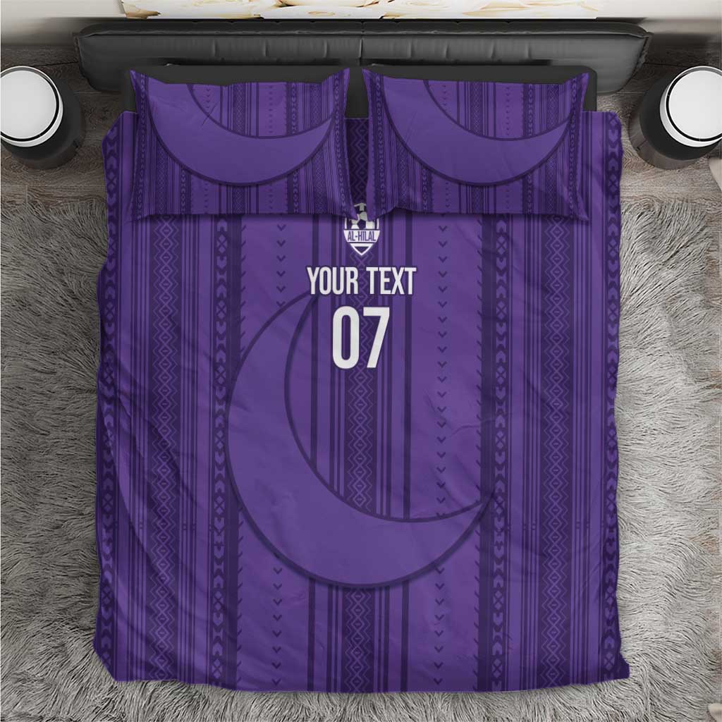 Saudi Football Al Zaeem Custom Bedding Set Crescent Moon - Purple - Wonder Print Shop