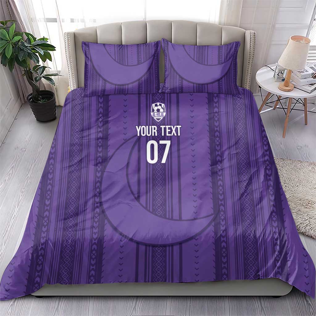 Saudi Football Al Zaeem Custom Bedding Set Crescent Moon - Purple - Wonder Print Shop