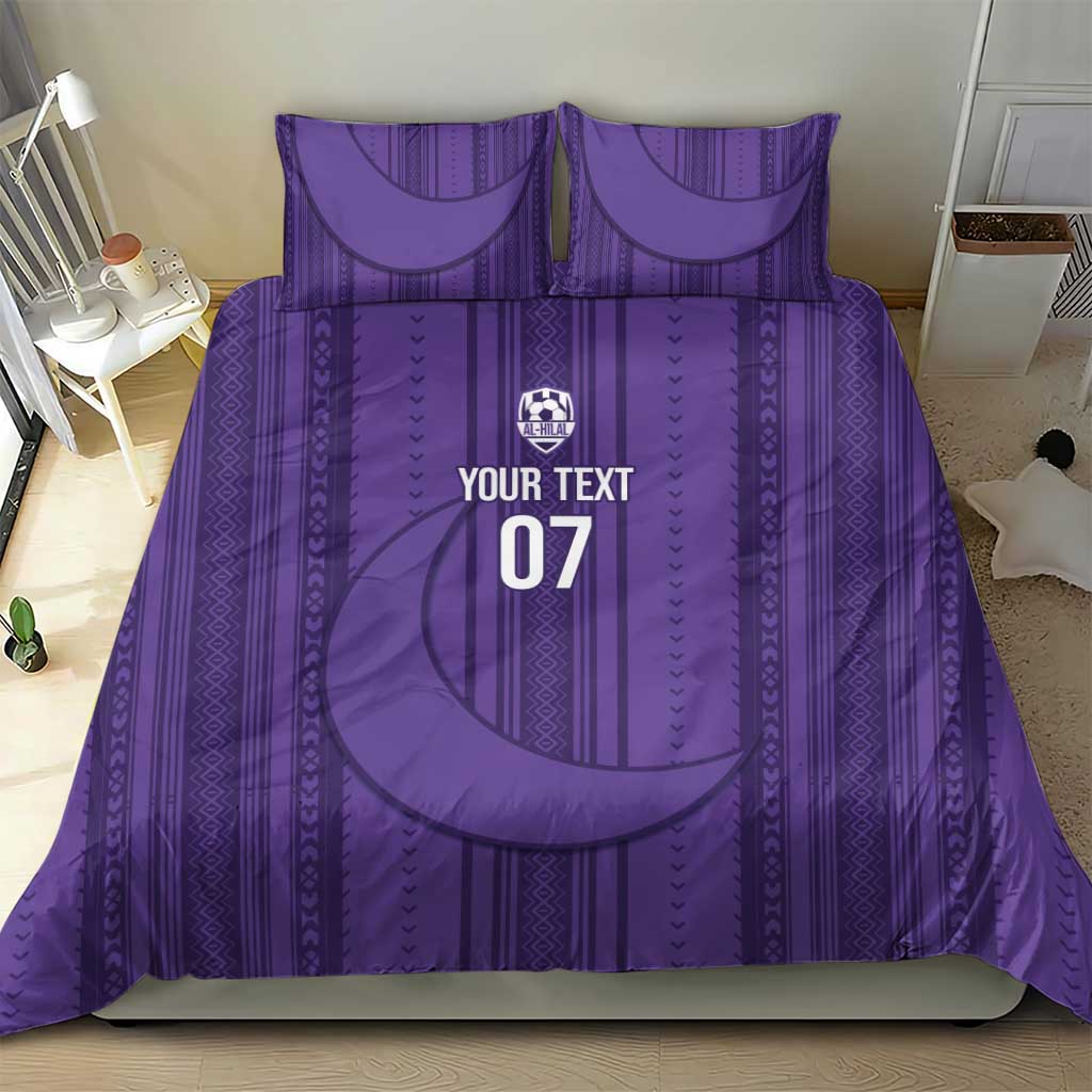 Saudi Football Al Zaeem Custom Bedding Set Crescent Moon - Purple - Wonder Print Shop