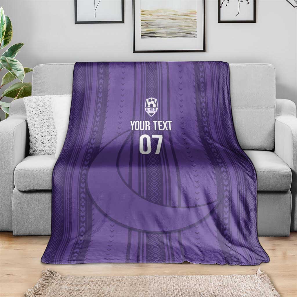 Saudi Football Al Zaeem Custom Blanket Crescent Moon - Purple - Wonder Print Shop
