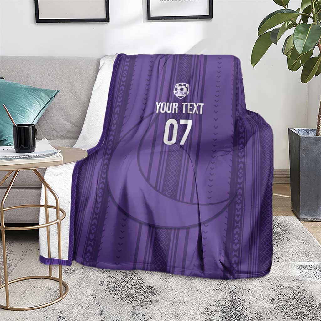Saudi Football Al Zaeem Custom Blanket Crescent Moon - Purple - Wonder Print Shop