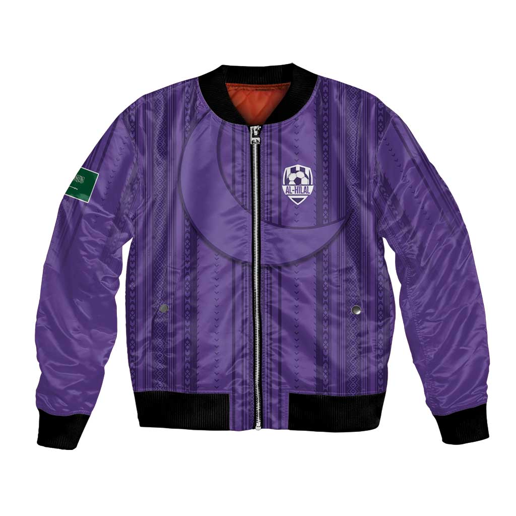 Saudi Football Al Zaeem Custom Bomber Jacket Crescent Moon - Purple - Wonder Print Shop