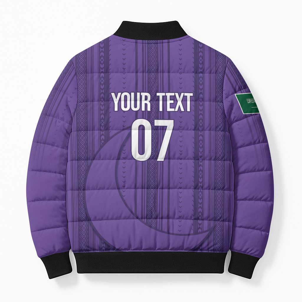Saudi Football Al Zaeem Custom Bomber Puffer Jacket Crescent Moon - Purple - Wonder Print Shop
