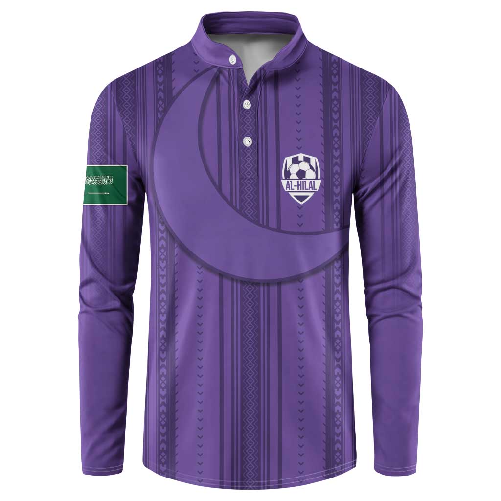 Saudi Football Al Zaeem Custom Button Sweatshirt Crescent Moon - Purple - Wonder Print Shop