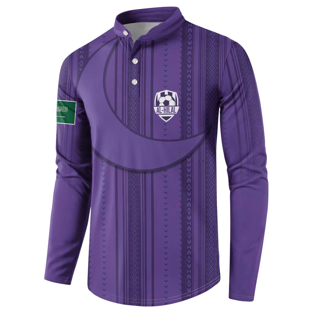 Saudi Football Al Zaeem Custom Button Sweatshirt Crescent Moon - Purple - Wonder Print Shop