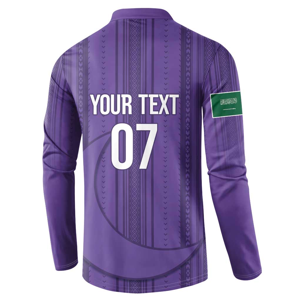 Saudi Football Al Zaeem Custom Button Sweatshirt Crescent Moon - Purple - Wonder Print Shop