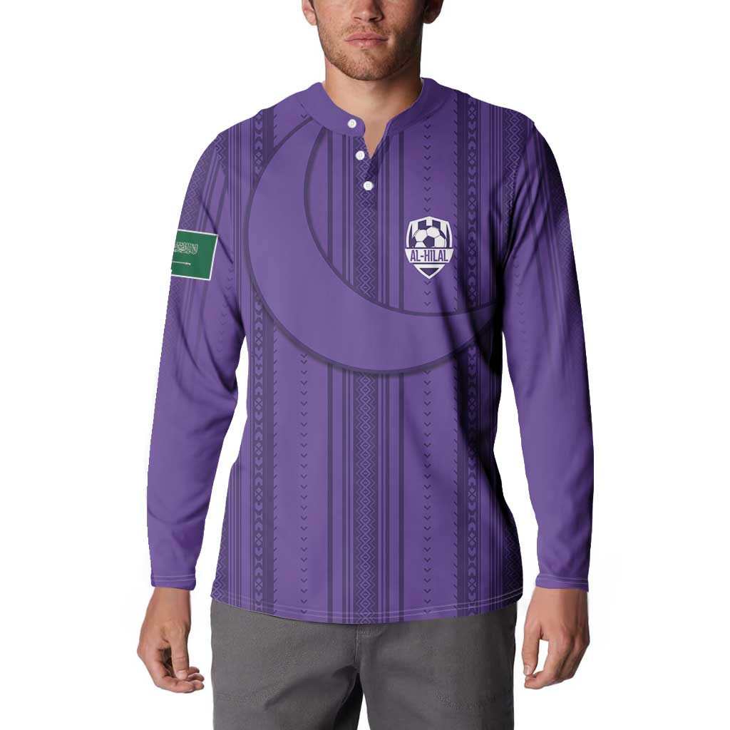 Saudi Football Al Zaeem Custom Button Sweatshirt Crescent Moon - Purple - Wonder Print Shop