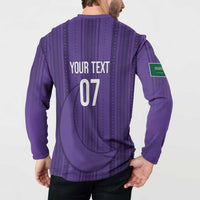 Saudi Football Al Zaeem Custom Button Sweatshirt Crescent Moon - Purple - Wonder Print Shop